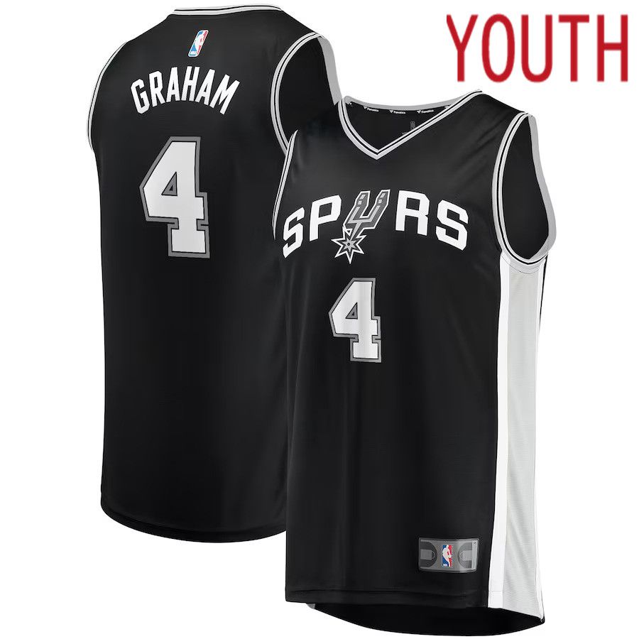 Youth San Antonio Spurs 4 Devonte Graham Fanatics Branded Black Fast Break Player NBA Jersey
